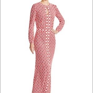 Tory Burch red silk/cotton maxi dress, crystal embellishment, size L, 10/12.